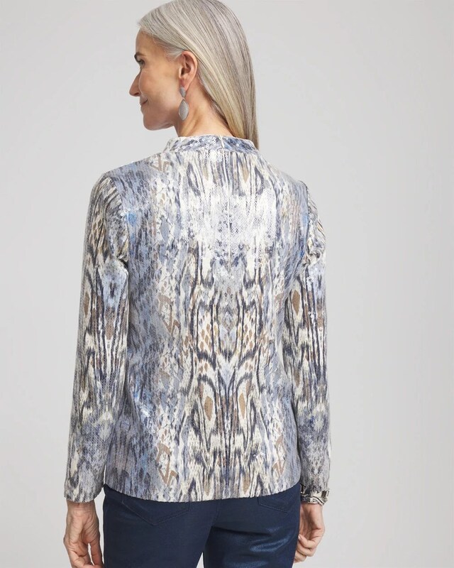 Sequin Reptile Funnel Neck tee - image 3
